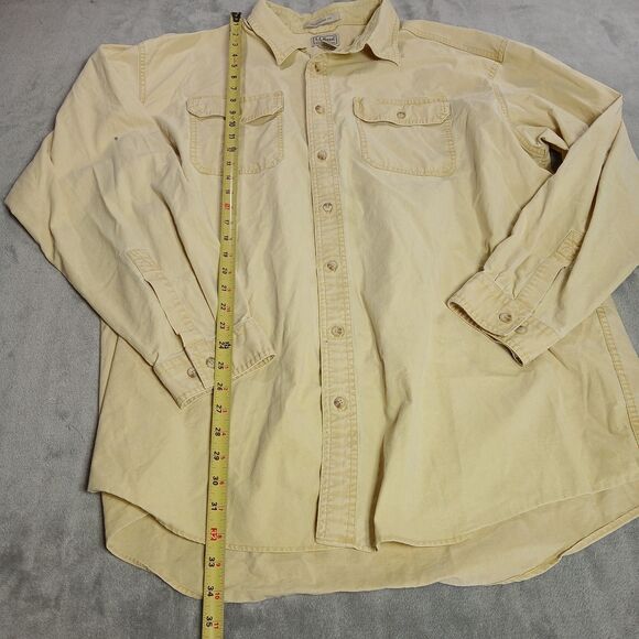 LL Bean Mens Shirt 2XLT Yellow Traditional Outdoor Hiking Button Up Casual Y2k - Picture 3 of 8